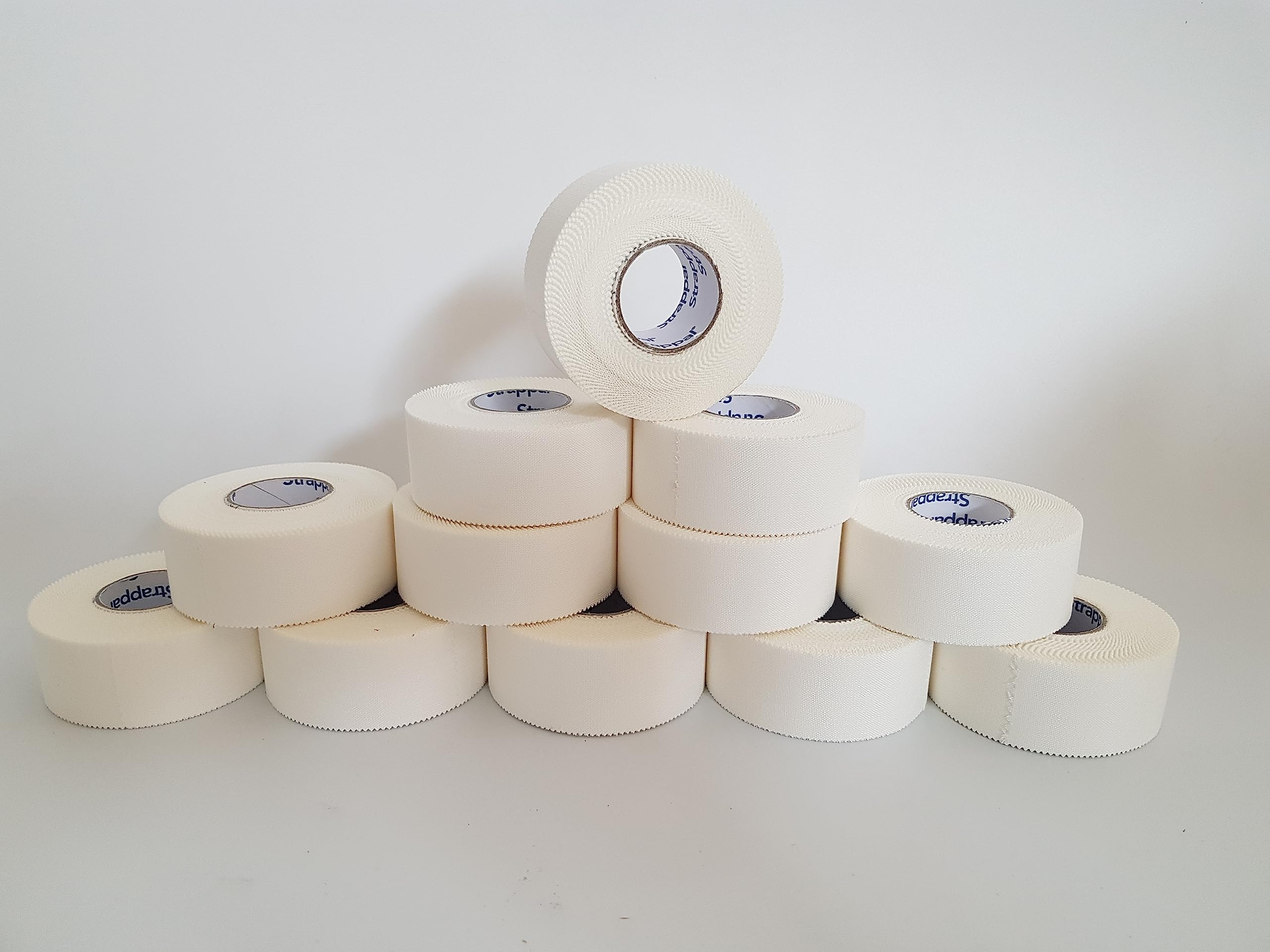 Strappal nastro taping sportivo anelastico professionale tape zigrinato all’ossido di zinco per bendaggi funzionali, stabilizzazione articolare, fisioterapia e sport | latex free | 2,5 cm x10 m 12 pz