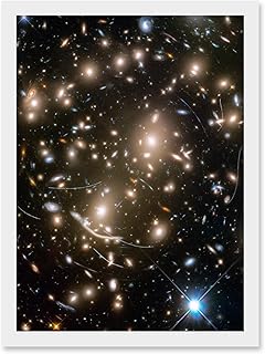 Hubble Space Telescope Image Asteroids in Hubble Frontier Field Abell 370 Galaxy Cluster Gravitational Lensing Asteroid Trails Artwork Framed Wall Art Print A4