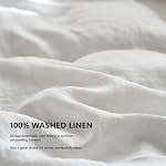 Simple et opulence 100% Ensemble de couverture de couettes en lin lavé avec brodé, taille du roi(104"x92),3 Pièces Soft Respirant Comforter Set avec fermeture de bouton,1 Couverture de coudée et 2 Oreillers (blanc naturel)