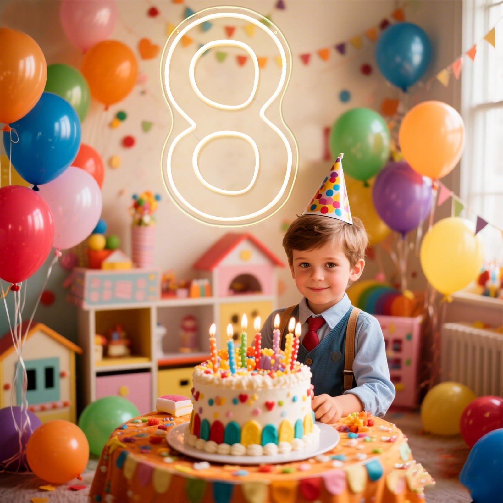 RumonZS LED Acrylic Light up Number, Decorative Transparent Light up Letters USB Powered Number Sign Light for Birthday, Night Light, Party, Anniversary, Home Decor, Wedding 11.8'' (number8)