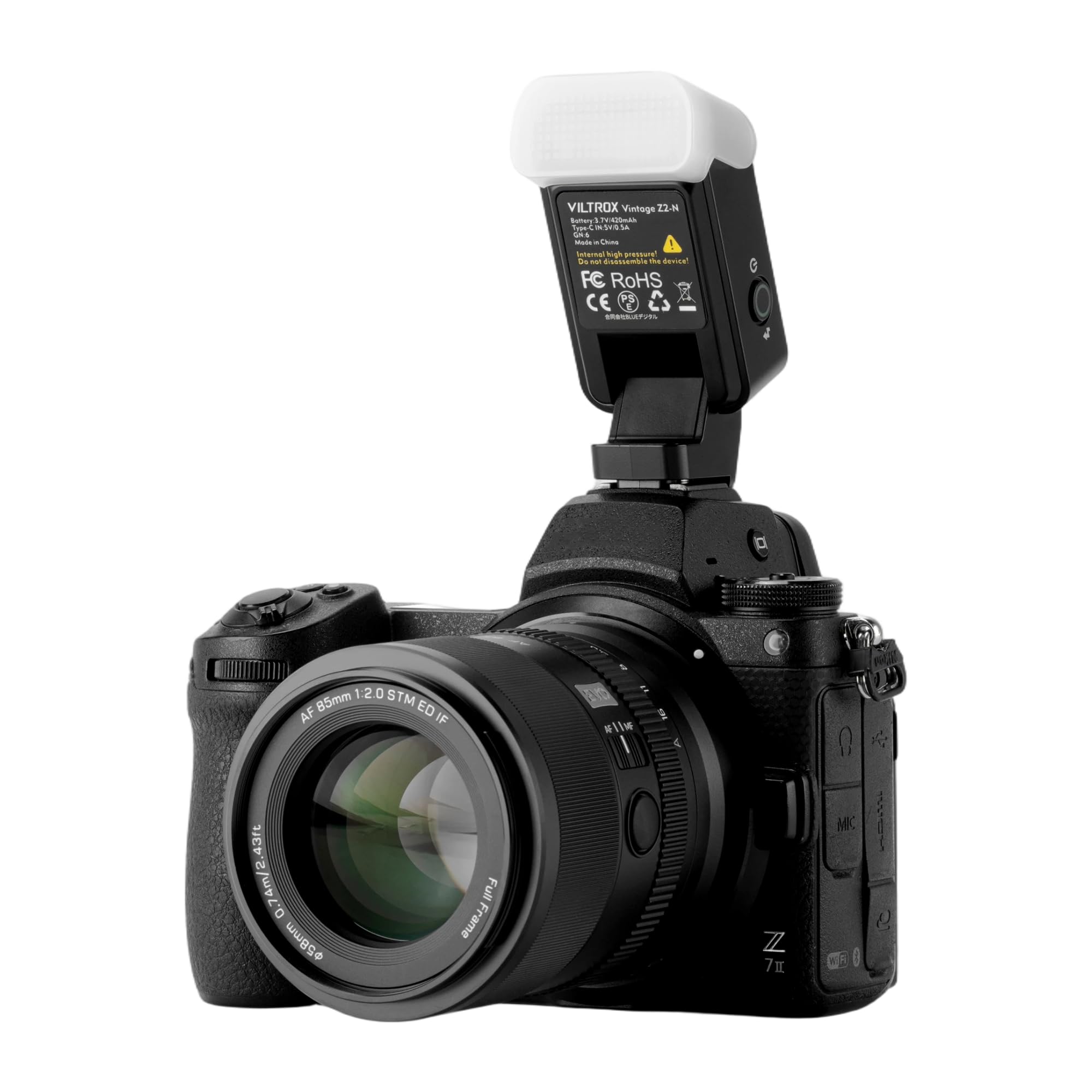 VILTROX Speedlite Mini Plegable para Nikon, Flash Compacto para Cámara con Cabeza Elevada de 10Ws y Cobertura de 28mm, Flash Ligero Recargable por USB-C para Retrato, Eventos y Viajes (Z2-N)