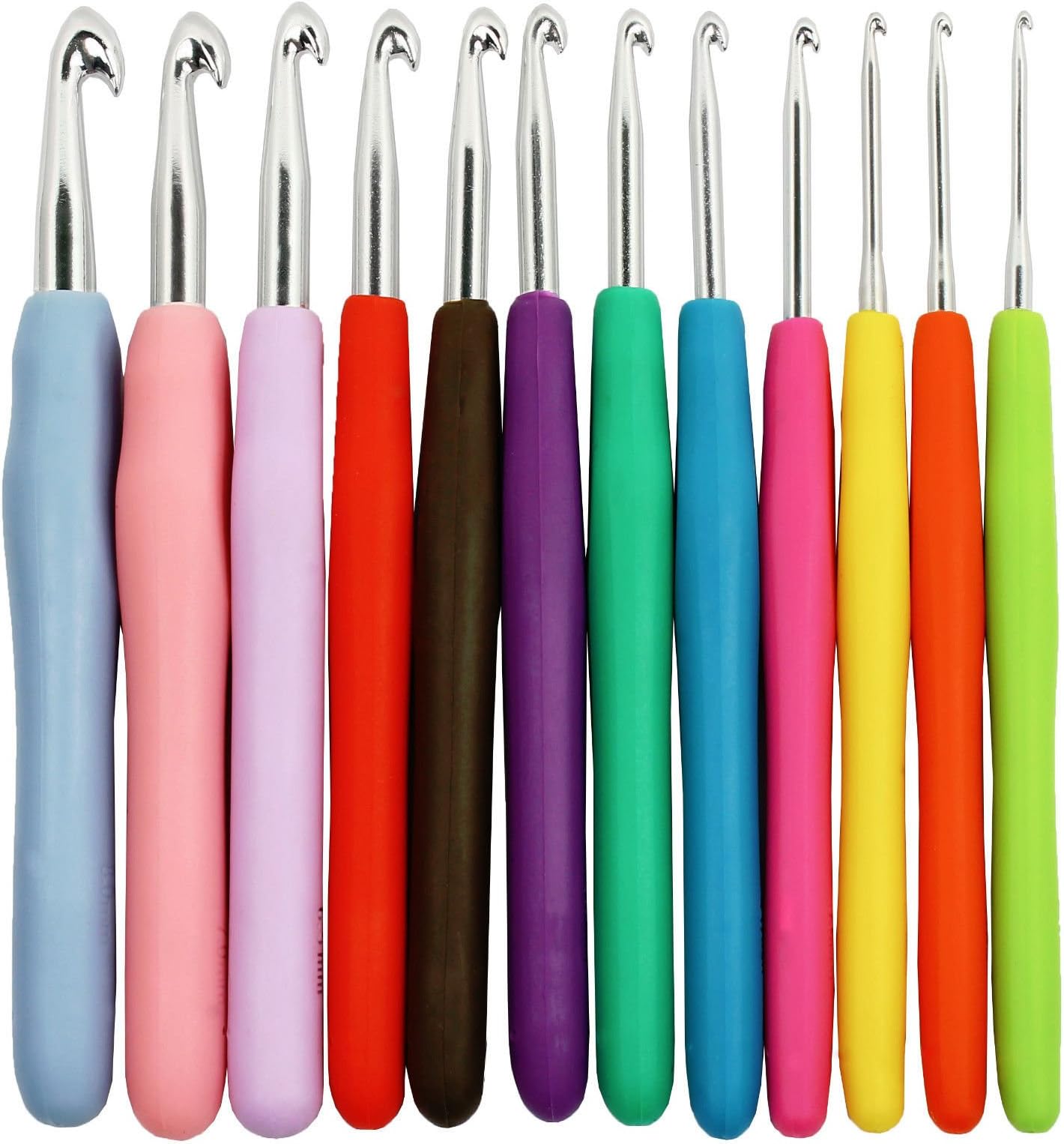AnyVolume Soft Handle 12 PCS Set Crochet Hooks Needles Knit Yarn Weave Craft