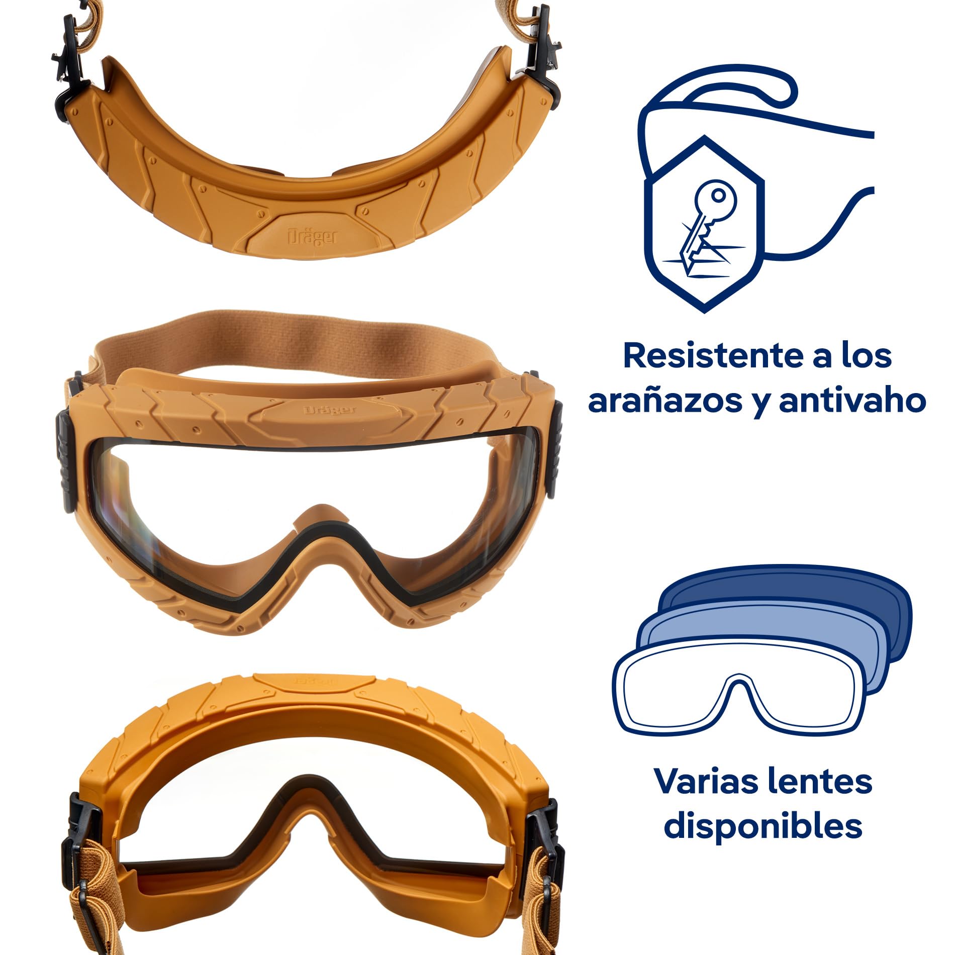 Dräger X-pect 4800 & 4900 - Gafas de protección antiniebla para gafas de trabajo, laboratorio, taller y vidrio de policarbonato resistente a los arañazos
