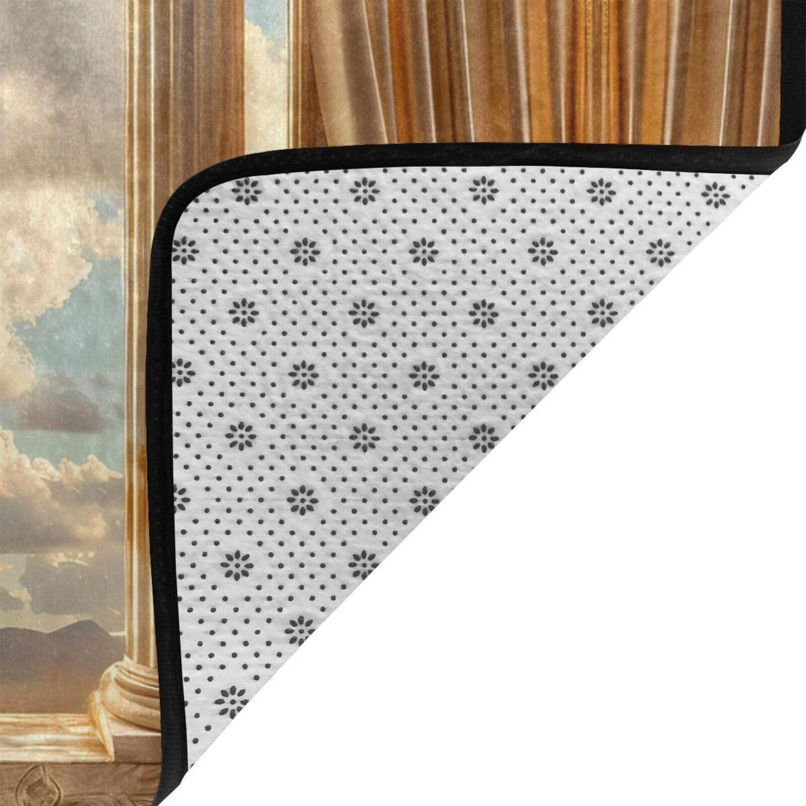Goldene Vorhänge, Säulen, Wolken, für Wohnzimmer, Dekoration, weicher Überwurf, waschbar, Teppiche für Schlafzimmer, Wohnzimmer, 160 x 122 cm