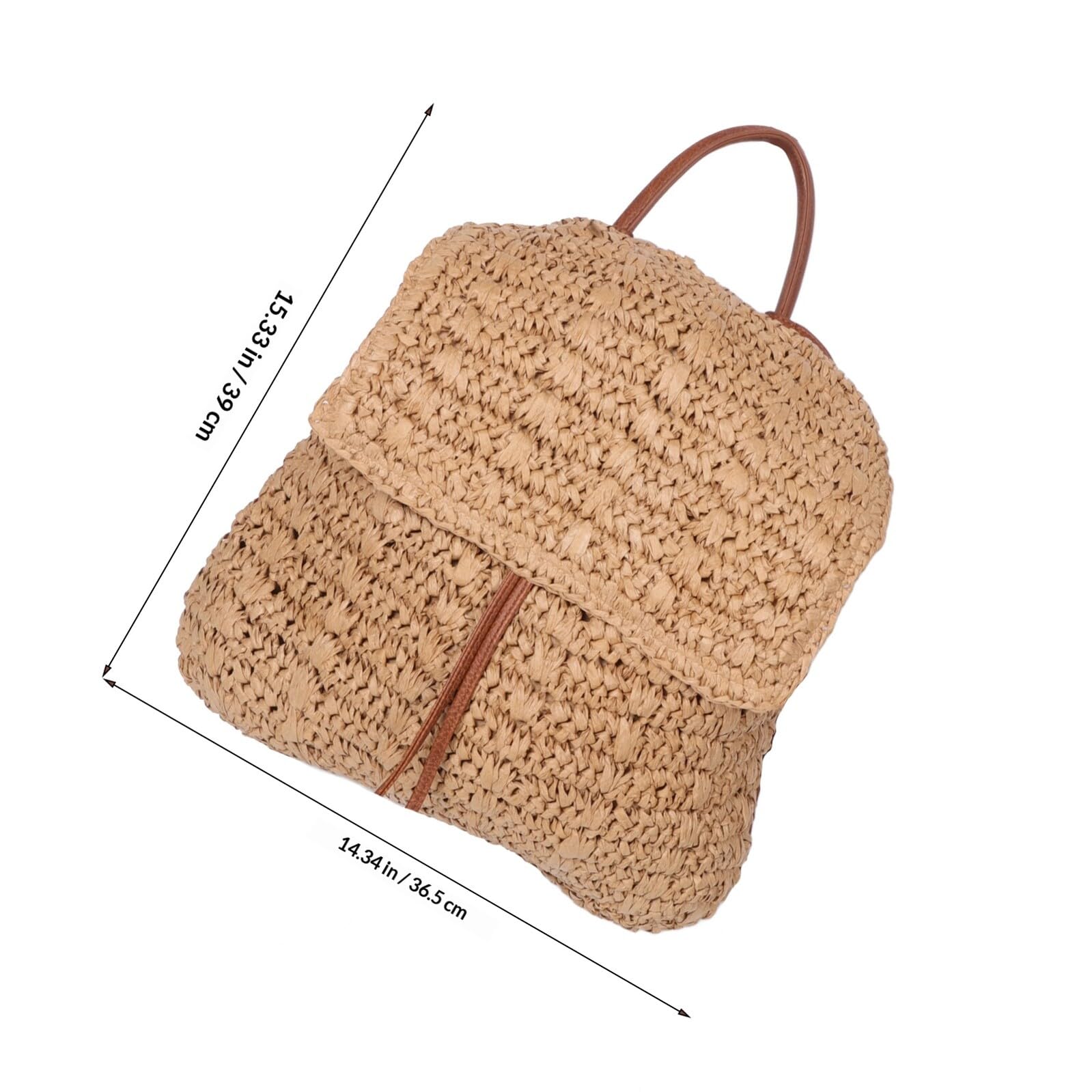 PLAFOPE Mochila Boho para Mujer de Paja Tejida con Gran Capacidad y Cierre de Cordón, Bolso de Playa Elegante para Salidas Casuales en Verano