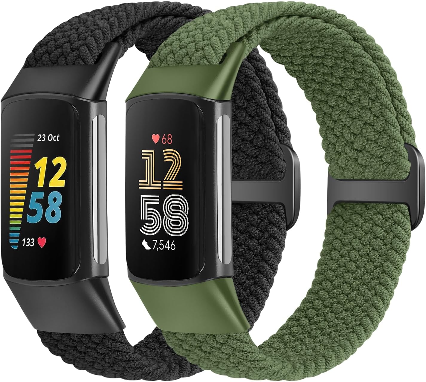 Elastic Braided Straps Compatible with Fitbit Charge 5/Fitbit Charge 6, Breathable Adjustable Stretchy Nylon Loop Replacement Bands for Fitbit Charge 6 Charge 5 Sport Strap for Women Men