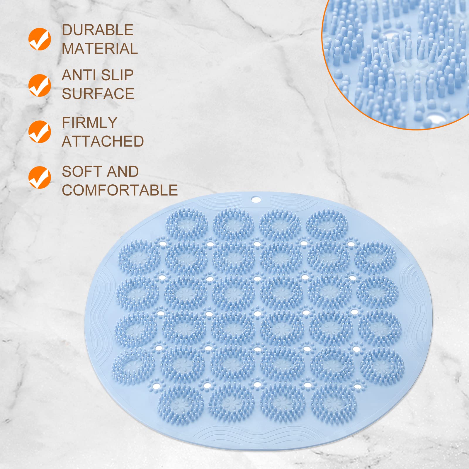 2 Tappetini Doccia Antiscivolo 30x30cm - Con Ventose, Massaggio Piedi, Resistente Alla Muffa - Foto 8