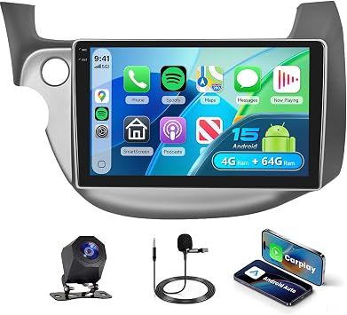 [4G+64G] Car Stereo for Honda Fit 2008-2013 with 5GWiFi/Android 15/Wireless Carplay Android Auto,10.1" Incell Touch Screen Radio,GPS/EQ DSP/Bluetooth5.0/SWC/AHD Backup Camera