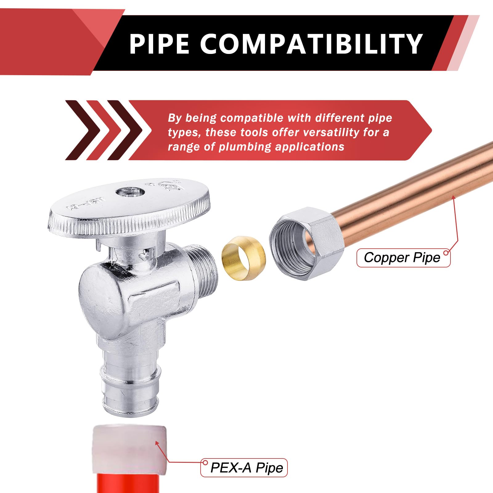 20 valvole di arresto EFIELD Pex-a 1/4 angolo di giro 1 cm OD compressione x 0,5 pollici espansione (F1960), ottone cromato