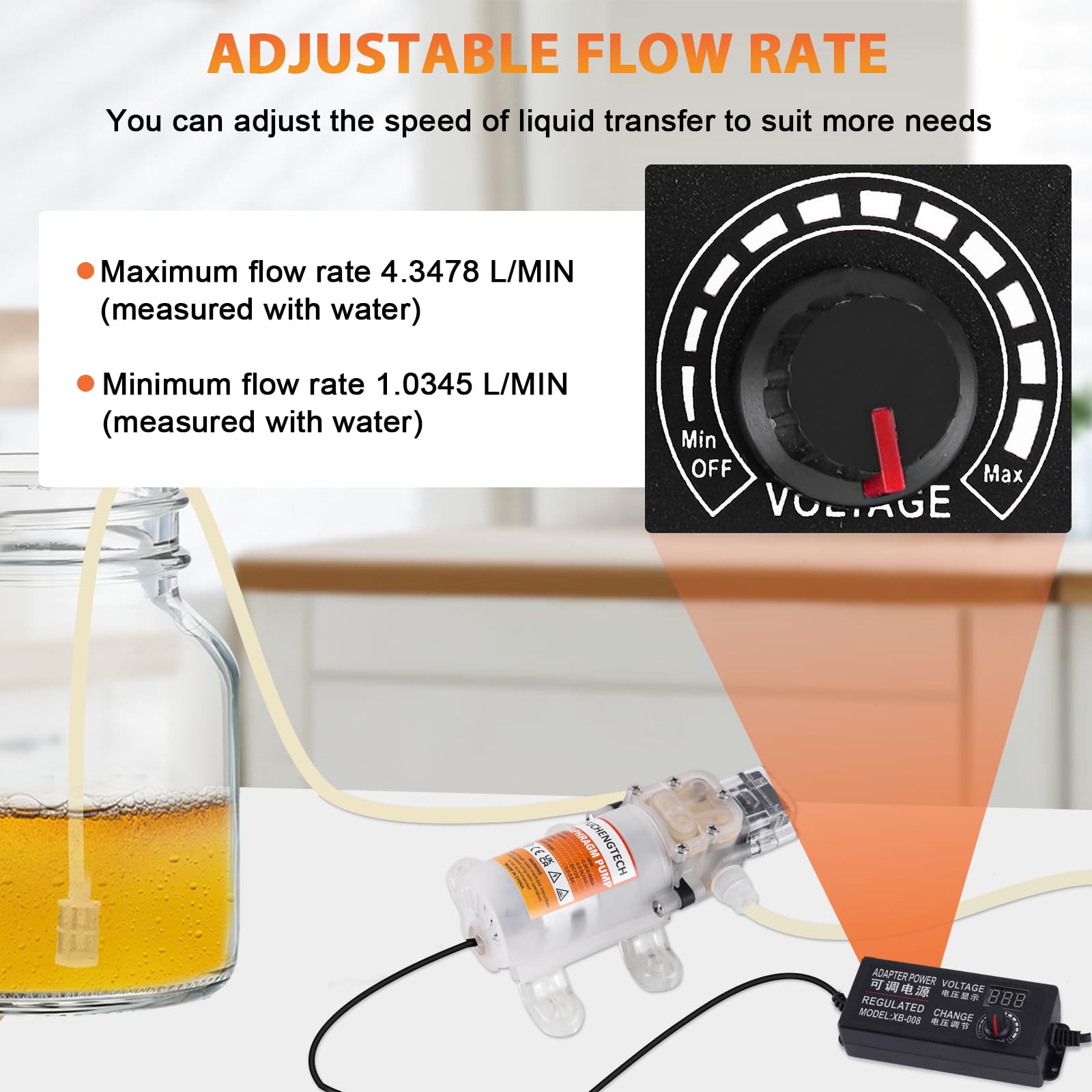 YUCHENGTECH Homebrew Pompe de transfert de vin électrique de qualité alimentaire auto-amorçante à vitesse réglable avec tuyau de 4 m et 2 filtres Faible bruit Idéal pour pomper du vin, de la bière et