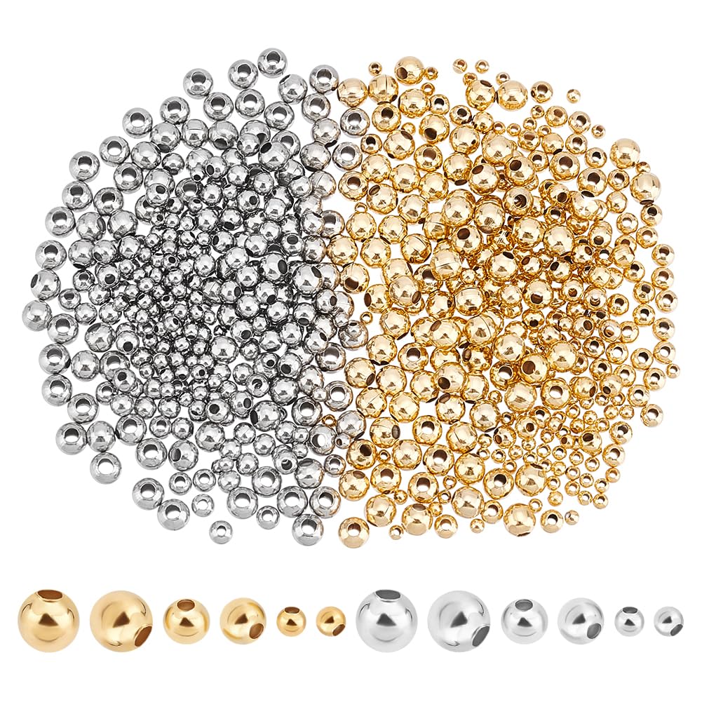 600 Perline Distanziali Acciaio Inox 2/3/4mm - Rondelle Lisce Per Gioielli Fai Da Te, 2 Colori Oro E Argento - Foto 5