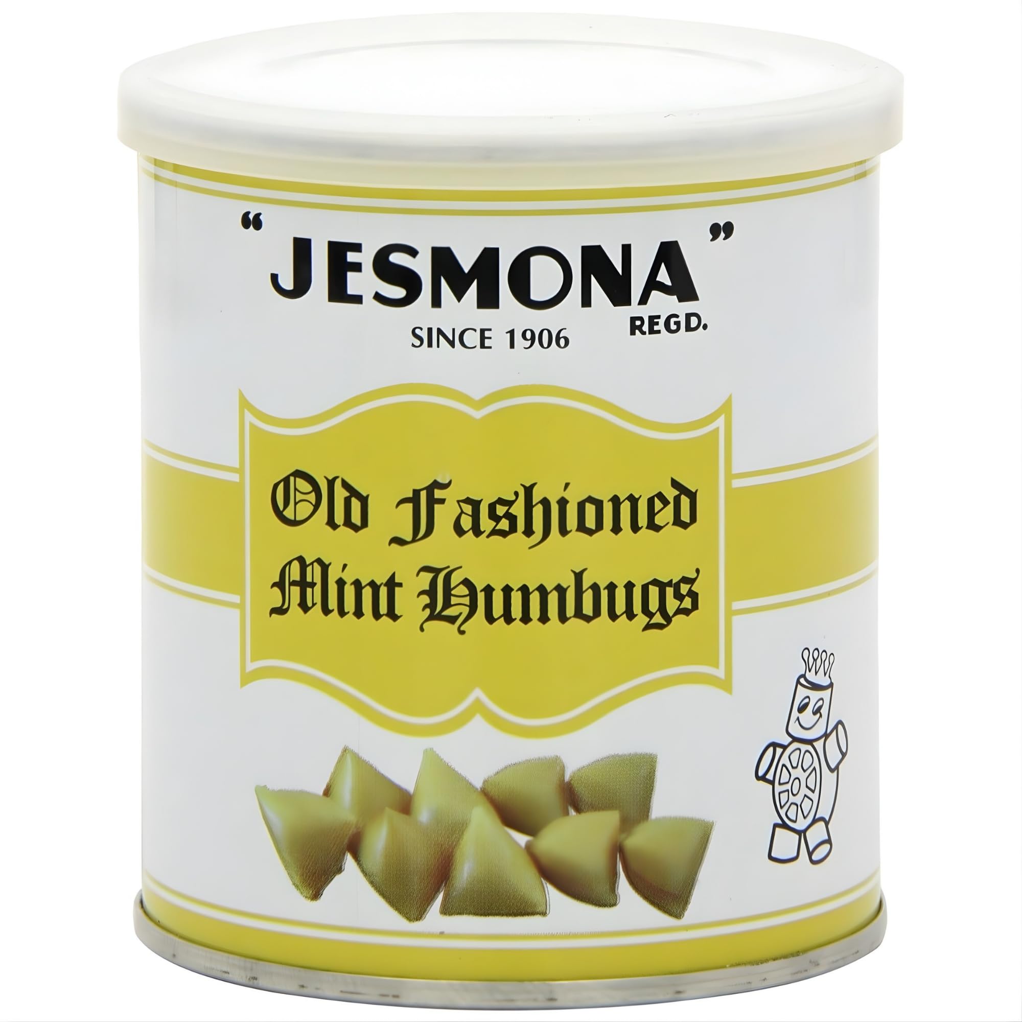 Old Fashioned Mint Humbugs Candy Tin 250g (8.8 Oz) - English Hard Boiled Sweets with Toffee Center, Resealable British Hard Candy Gift Tin, Imported Confectionery Treat from England, UK