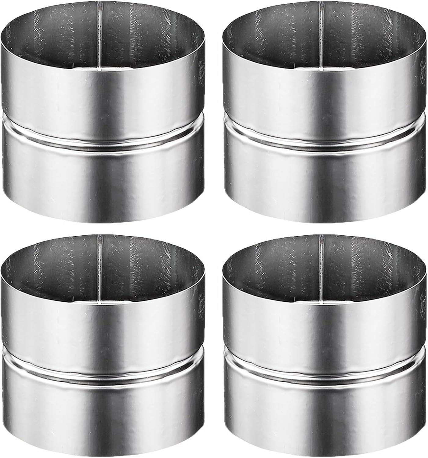 4PCS Round Duct Connector, Rust-Resistant Galvanized Steel Duct Connector, Stainless Steel Extension for Bathroom Exhaust and Dryer Vents (200mm / 7.87in)