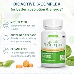 Igennus Super B-Complex - High Strength Methylated B Vitamins, Clean Label | Sustained Release, Methylfolate, B12 Methylcobalamin, B6 & Vitamin C, Flush-Free Niacin, Energy & Mood, 60 Vegan Tablets