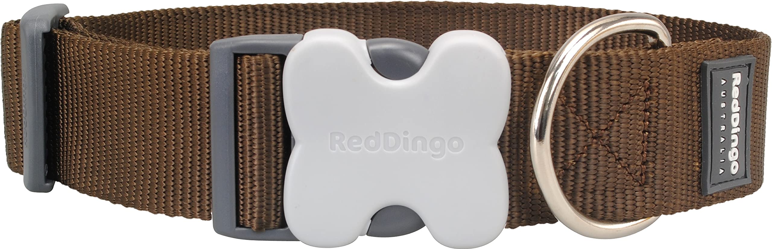 Red Dingo - Collar liso extra ancho 37 - 55 cm en color marrón