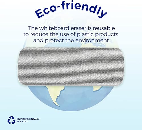 Miniatura 6 de LOUKIN Paquete de accesorios para pizarra | Borrador magnético reemplazable de borrado en seco (gris) y paquete de 6 almohadillas de repuesto y