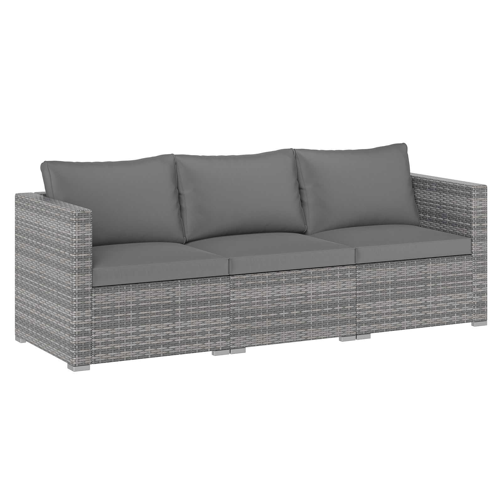 COSTWAY Gartensofa mit Kissen, 3-Sitzer Lounge Sofa, Rattan Lounge Möbel Outdoor, Gartenlounge, Gartenmöbel, Terrassenmöbel, Balkonmöbel, wetterfest, 193 x 67 x 61,5 cm (Grau)