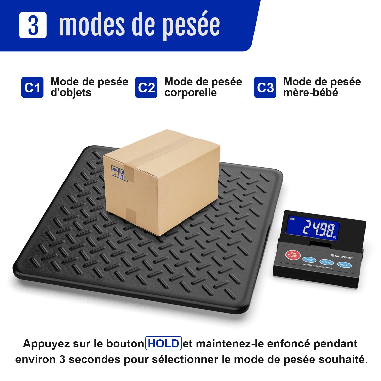 Balance postale numérique sans fil UNIWEIGH 200 kg précision 10 g écran LCD