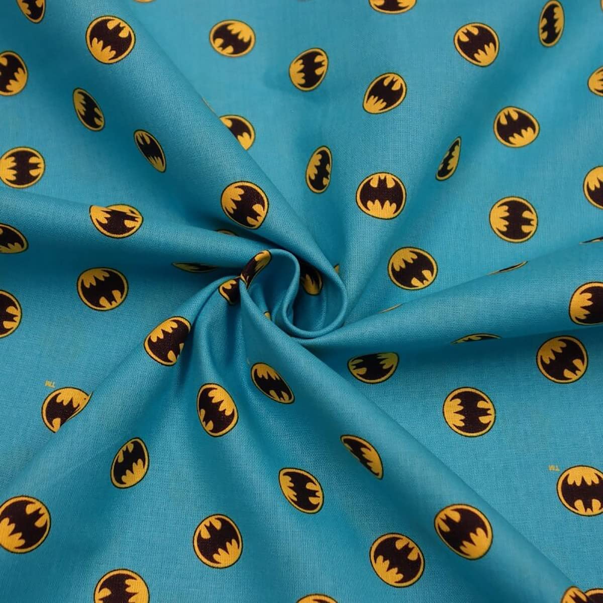Tessuto Di Cotone Batman DC Comics - Venduto A Metri - Blu Fumetto Con Onomatopee - Licenza Originale