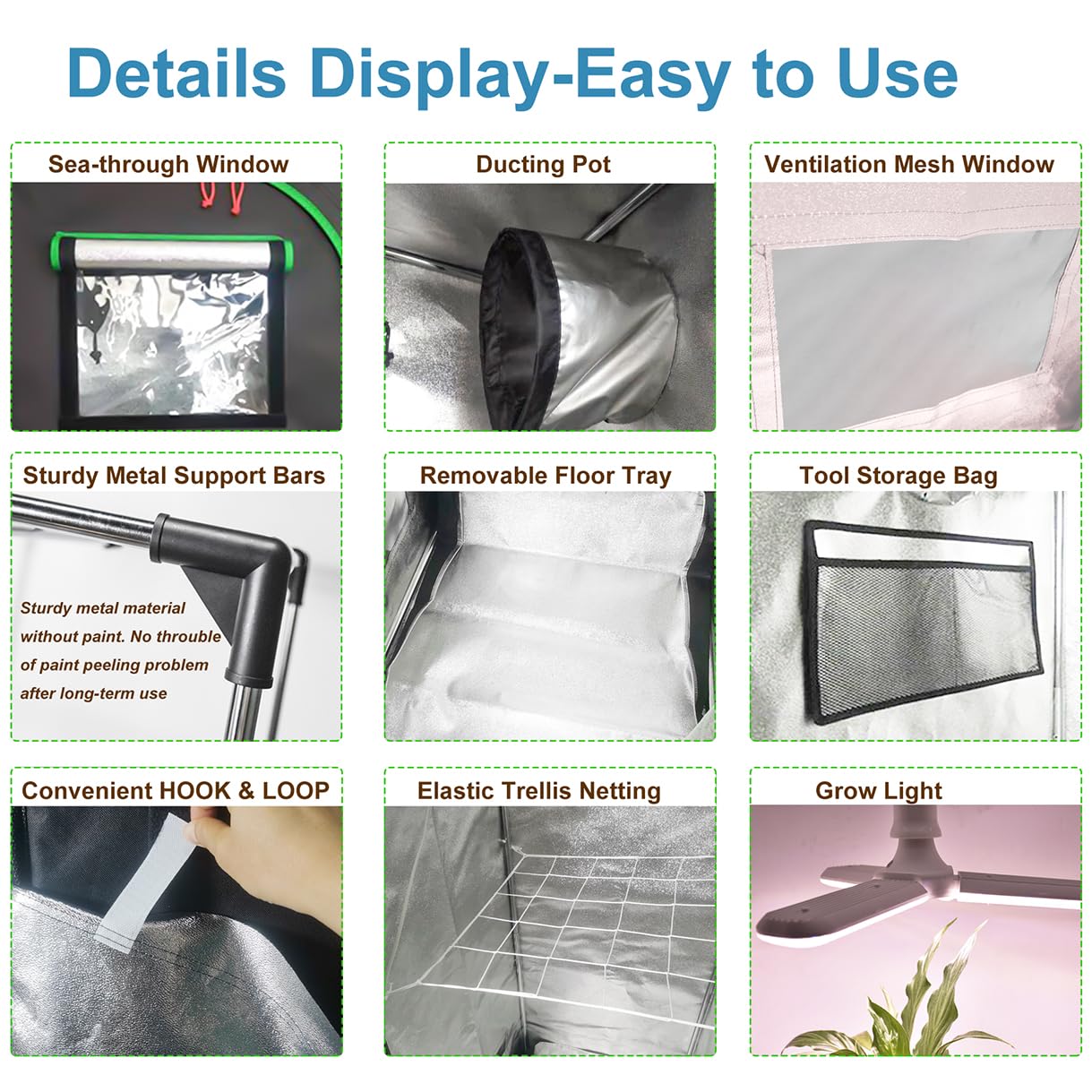 Grow Tent Kit Complete System High Reflective Mylar Indoor Grow Tent Hydroponics Growing Tent with Full Spectrum LED Grow Light Observation Window, Ventilation Fan,Carbon Filter (48