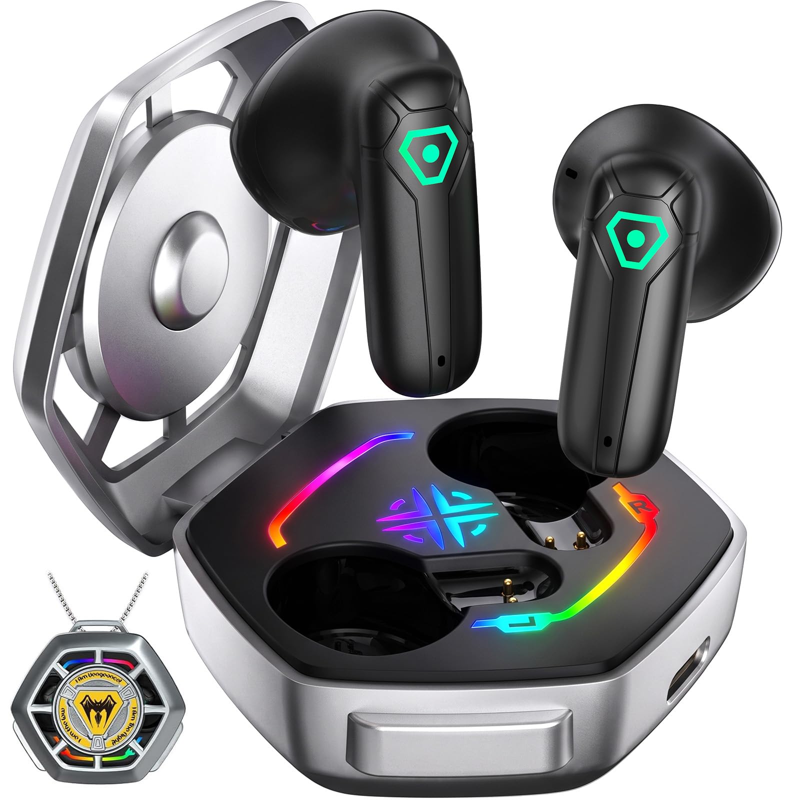 ANCwear Auriculares Bluetooth 5.3 con Modo Juego y Estuche LED | Bluetooth 5.3, drivers de 13 mm, modo juego, 3,5 g, estuche LED, control táctil, USB-C y hasta 20 h