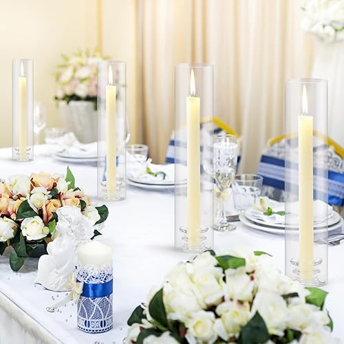 Miniatura 4 de Juego de 6 portavelas moderno con cubierta de chimenea, portavelas cónico de cristal para velas cónicas de huracán de 12 pulgadas, soporte grande de