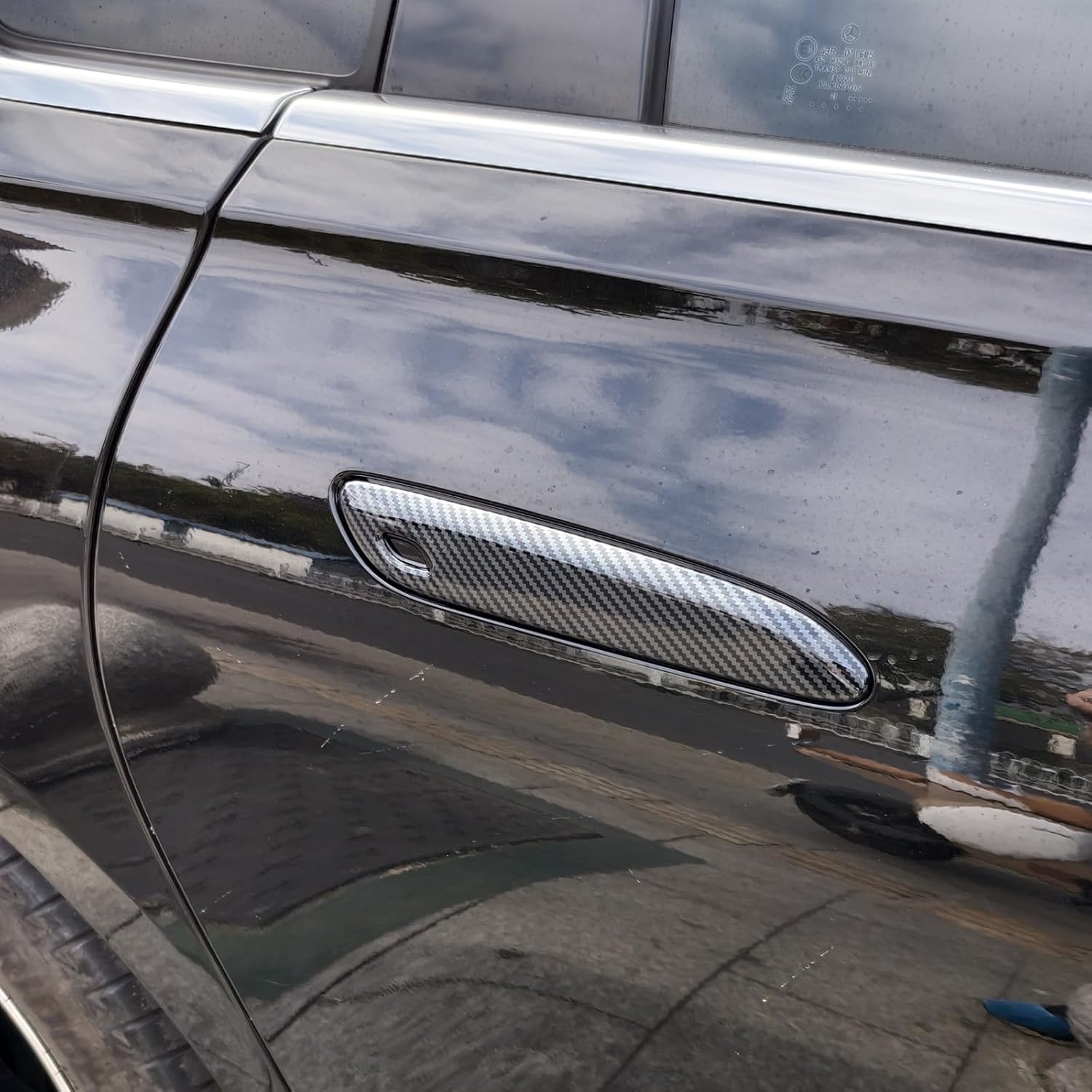 ZiWen Chrome Gloss Black Carbon Fiber Sport Door Handle Cover Trims for Mercedes Benz E-Class S EQE EQS W214 S214 X214 W223 2023 2024 2025 2026 (Gloss Black)