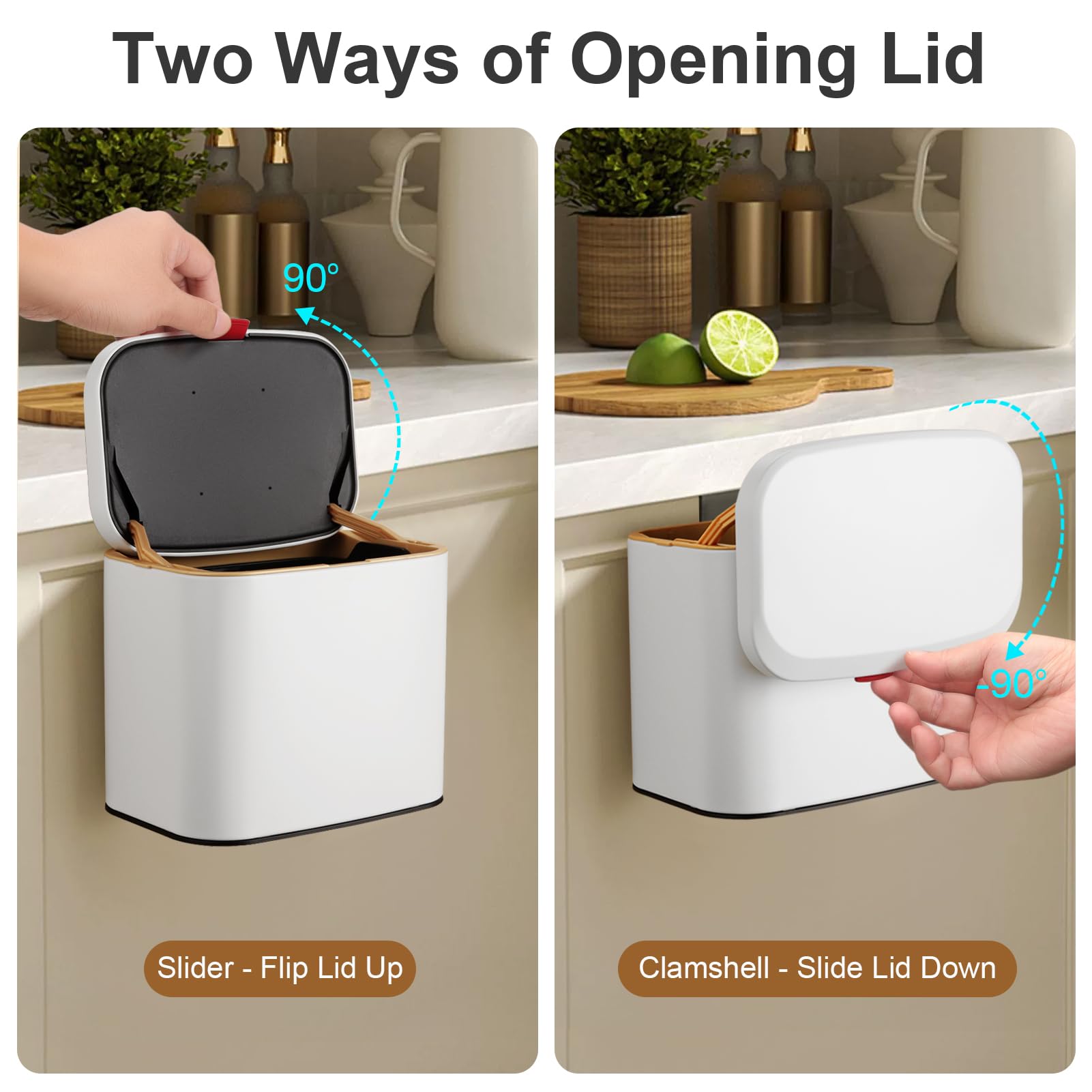 2.4 Gallon Hanging Compost Bin With Lid | Wall Mounted Trash Can With Bag Storage For Kitchen & Bathroom