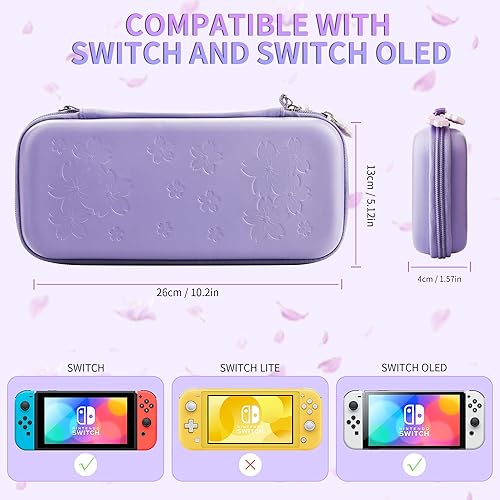 Miniatura 6 de HYPERCASE Purple Carrying Case for Nintendo Switch or OLED, Shockproof Protective Hard Shell Travel Case for Switch Console with Silicone Hand