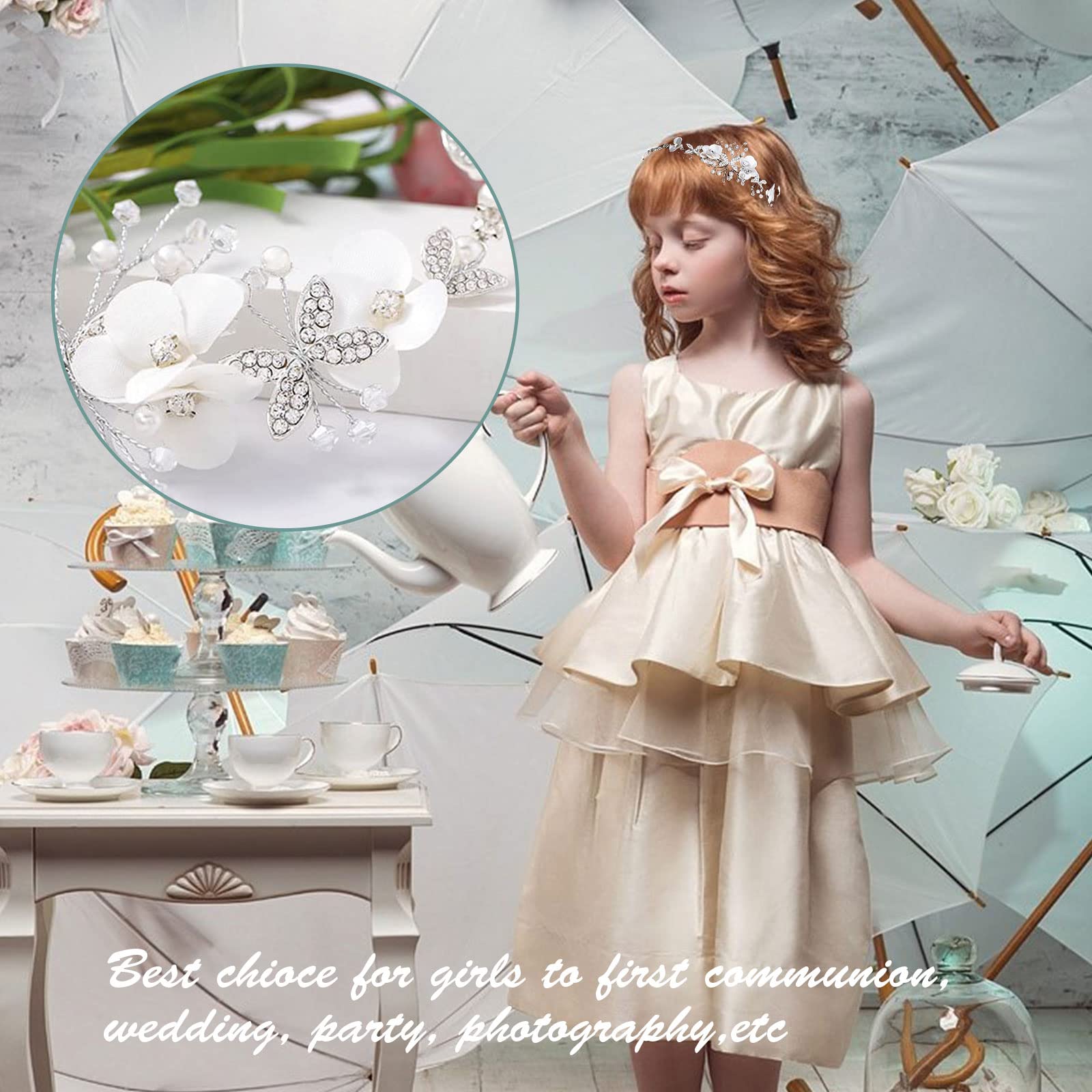 Fascia Per Capelli Principessa Oro Con Fiori E Cristalli – Accessorio Da Sposa Per Donne E Ragazze – Perfetta Per Prima Comunione E Festa - 2