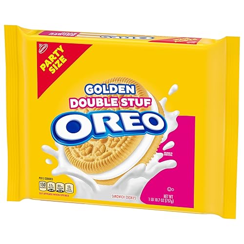 Vista 157 de OREO Galletas de sándwich dorado Double Stuf, 20 paquetes de aperitivos de tamaño King