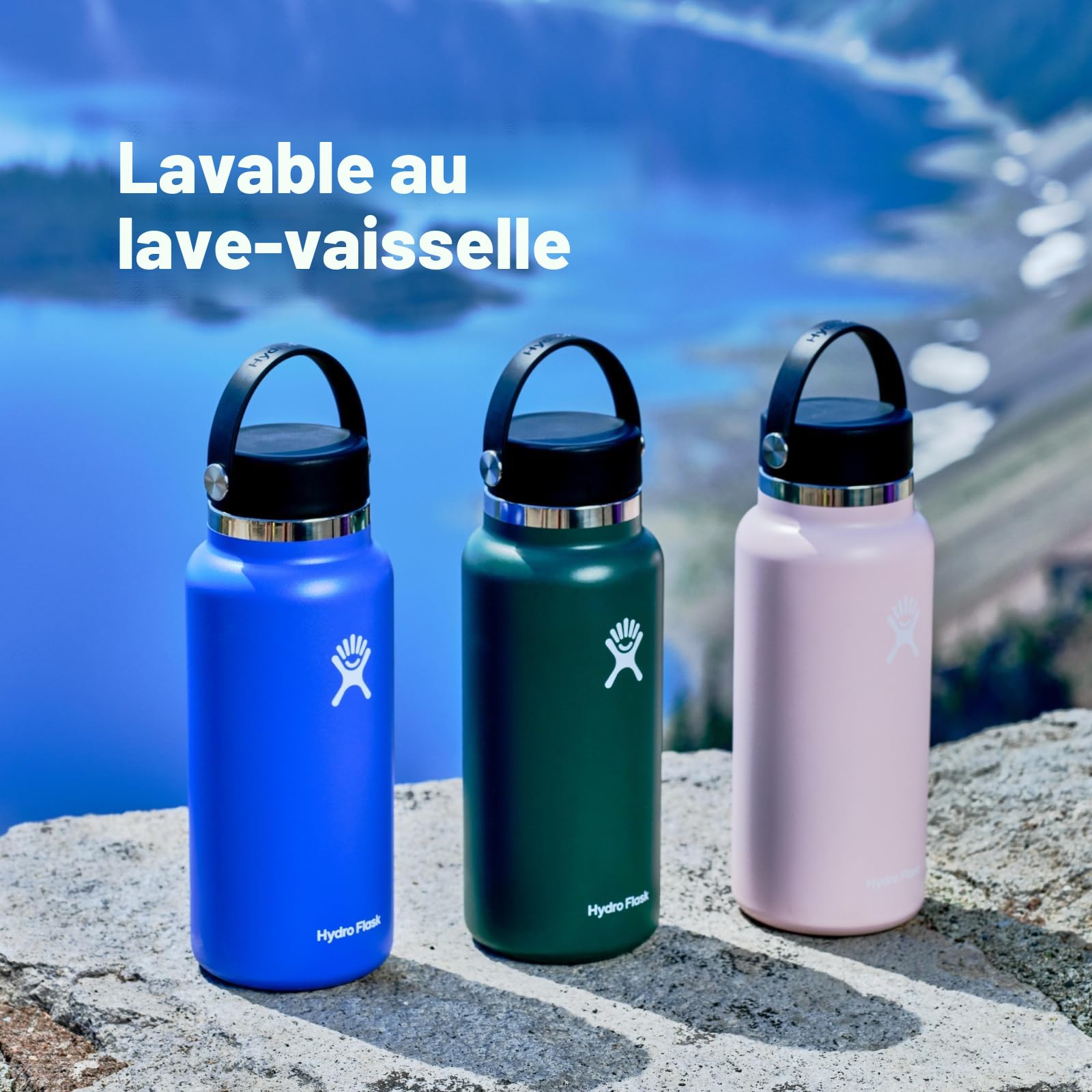 HYDRO FLASK - Gourde Isotherme 946 ml (32 oz) - Bouteille Inox à Isolation Sous Vide - Bouchon Antifuite et Revêtement par Poudre - Ouverture Large - Stone