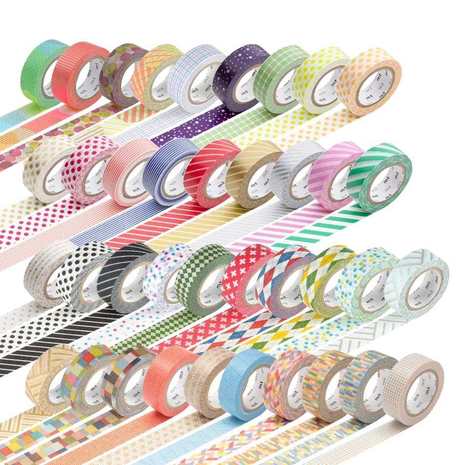 Miniatura 5 de mt Patterns - Cinta adhesiva de papel washi producida en Japón 35 pulgadas x 33 pies  Morning Field Asanoha Sinchu (latón)