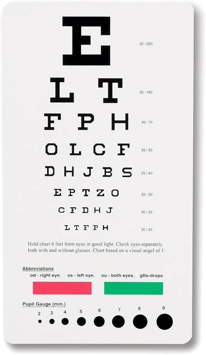 Snellen Pocket Eye Chart Amazon.co.uk Stationery & Office Supplies