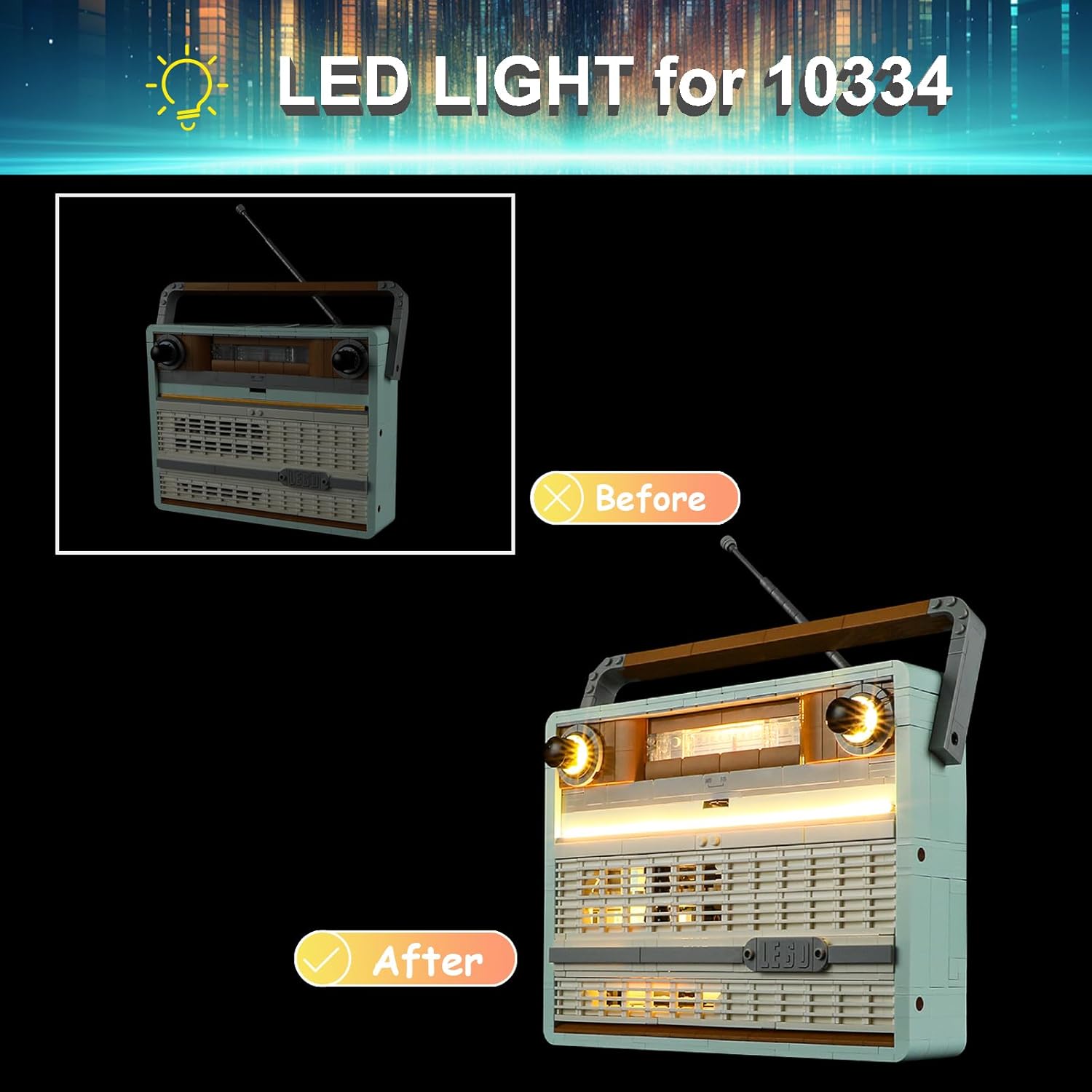 LED Light Kit for Lego 10334 Retro Radio Set, Compatible with Lego 10334 Building Blocks Model(Not Include Blocks Set)