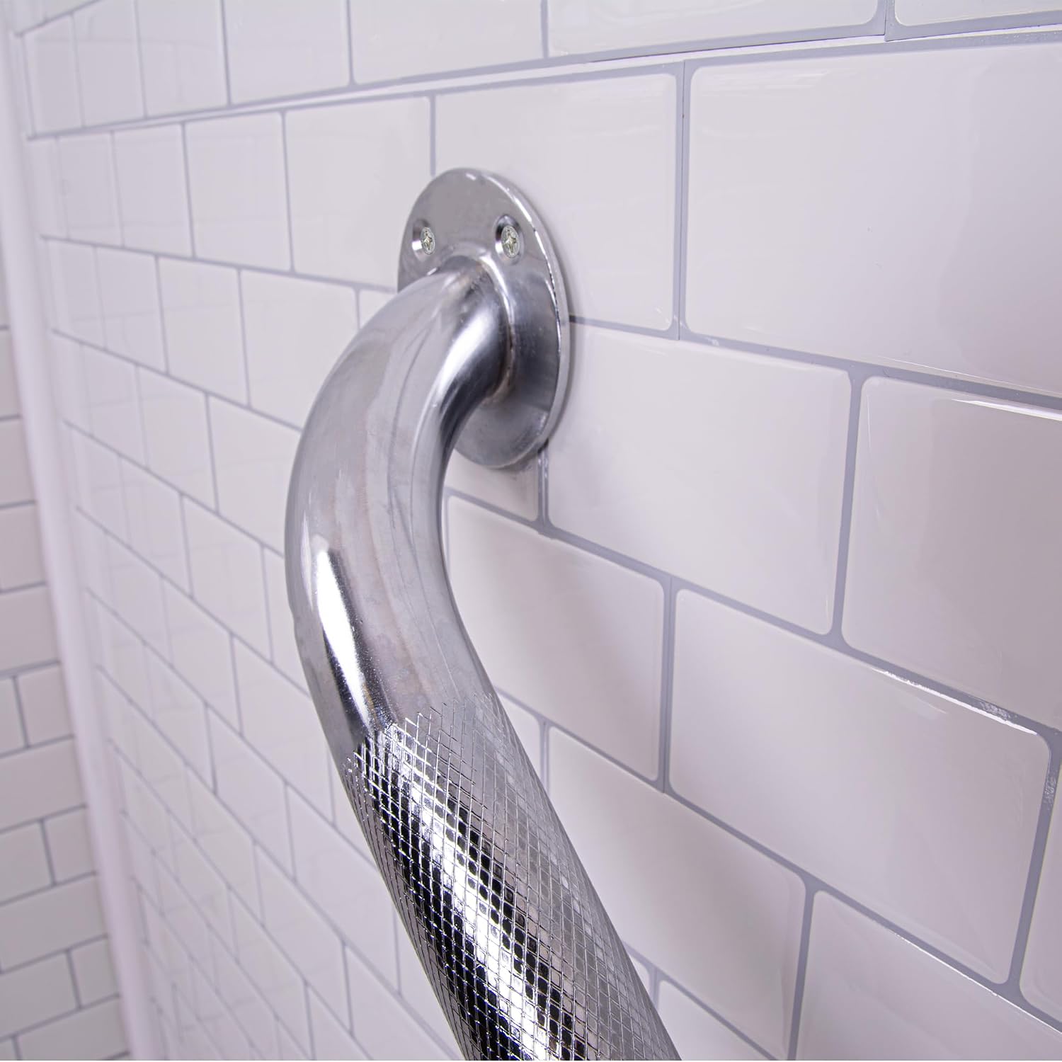 Carex Textured Grab Bars for Bathtubs and Showers -Grab Bars for Bathroom Safety - 12 inch Durable Stainless Steel Shower Handle Serves as Handicap GrabBar and Elderly Assistance Products (Pack of 6)