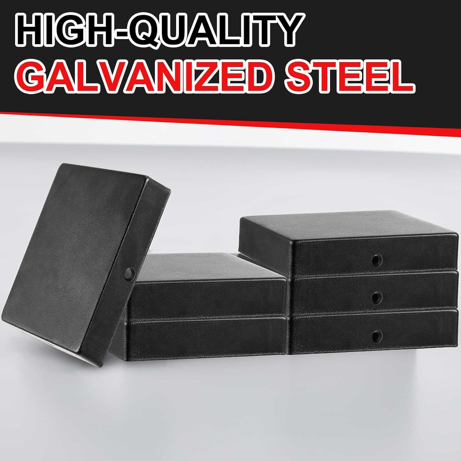 Pelopy 5 Pcs 6 x 6" Flat Pyramid Post Cap for True 5-1/2" x 5-1/2" Wood Posts Black Galvanized Powder Coated Steel Weatherproof Caps Cover for Decks, Porches, or Corridors Mailbox
