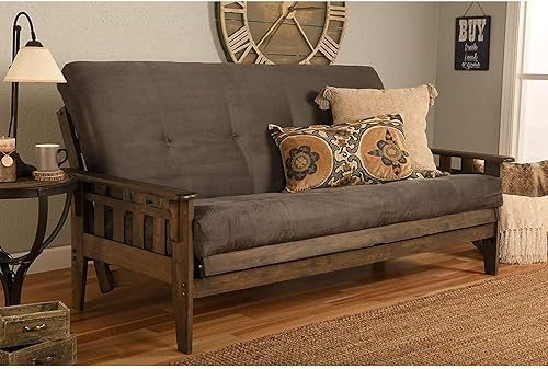 Miniatura 16 de Kodiak Furniture Tucson - Juego de futón de tamaño completo en acabado rústico de nogal, color negro gamuza Negro (Suede Black),Solo marco,Marmont