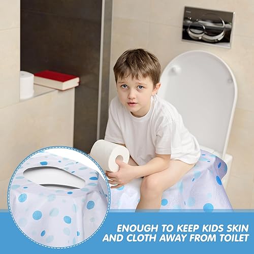 Miniatura 31 de Paquete de 50 fundas desechables para asiento de inodoro, extra grandes, envueltas individualmente para niños y adultos, fundas de asiento