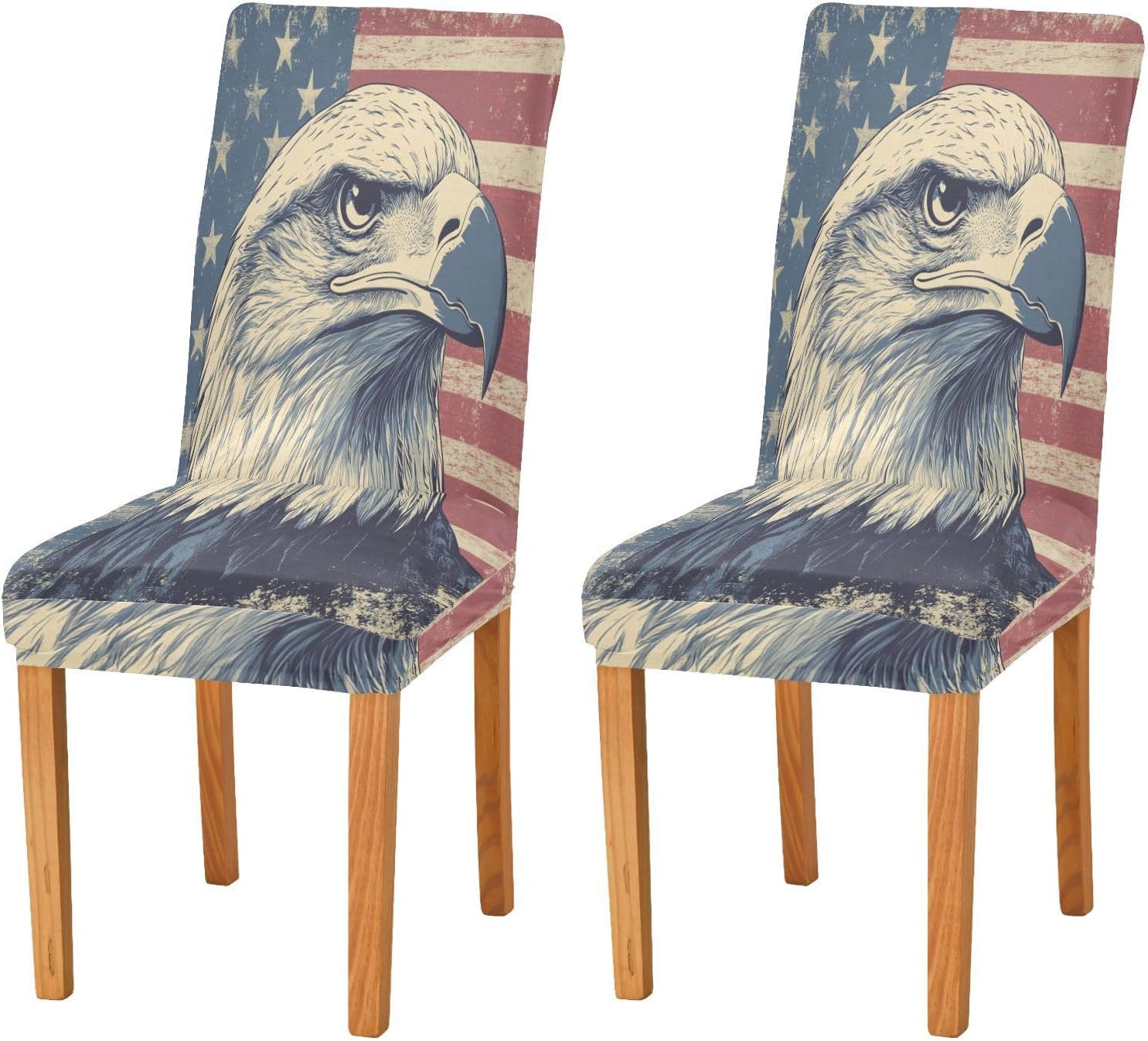 ALAZA Chair Covers for Dining Room, Vintage USA Eagles Stretch Chair Cover Sets Chair Protector Removable Washable for Ktichen Restaurant Hotel