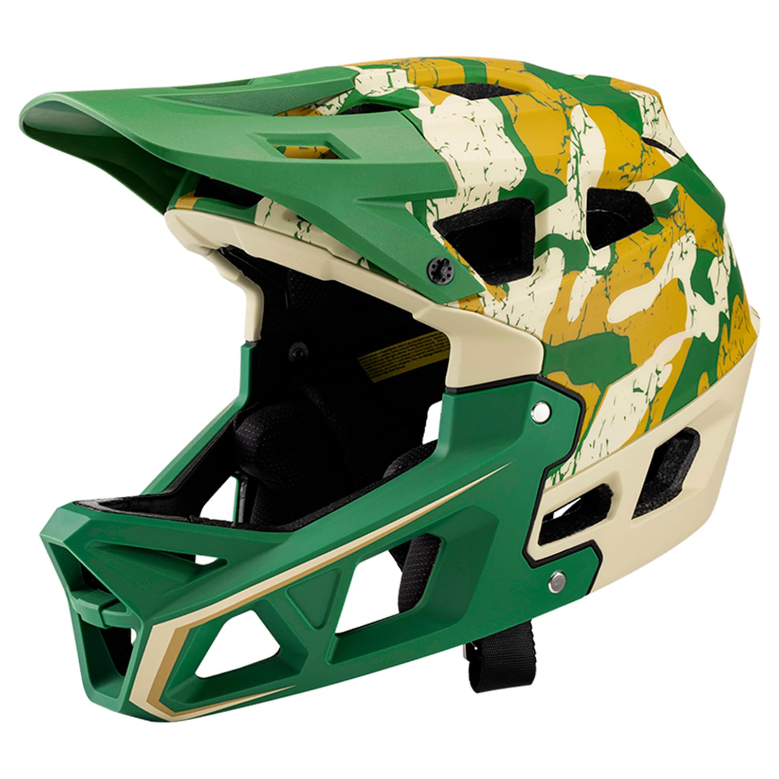SHUAIGUO Full Face Mountain Bike Helmet Adult Racing Downhill Helmet for Mountain Bike,for head circumference 59-61cm(Camouflage Green & L)