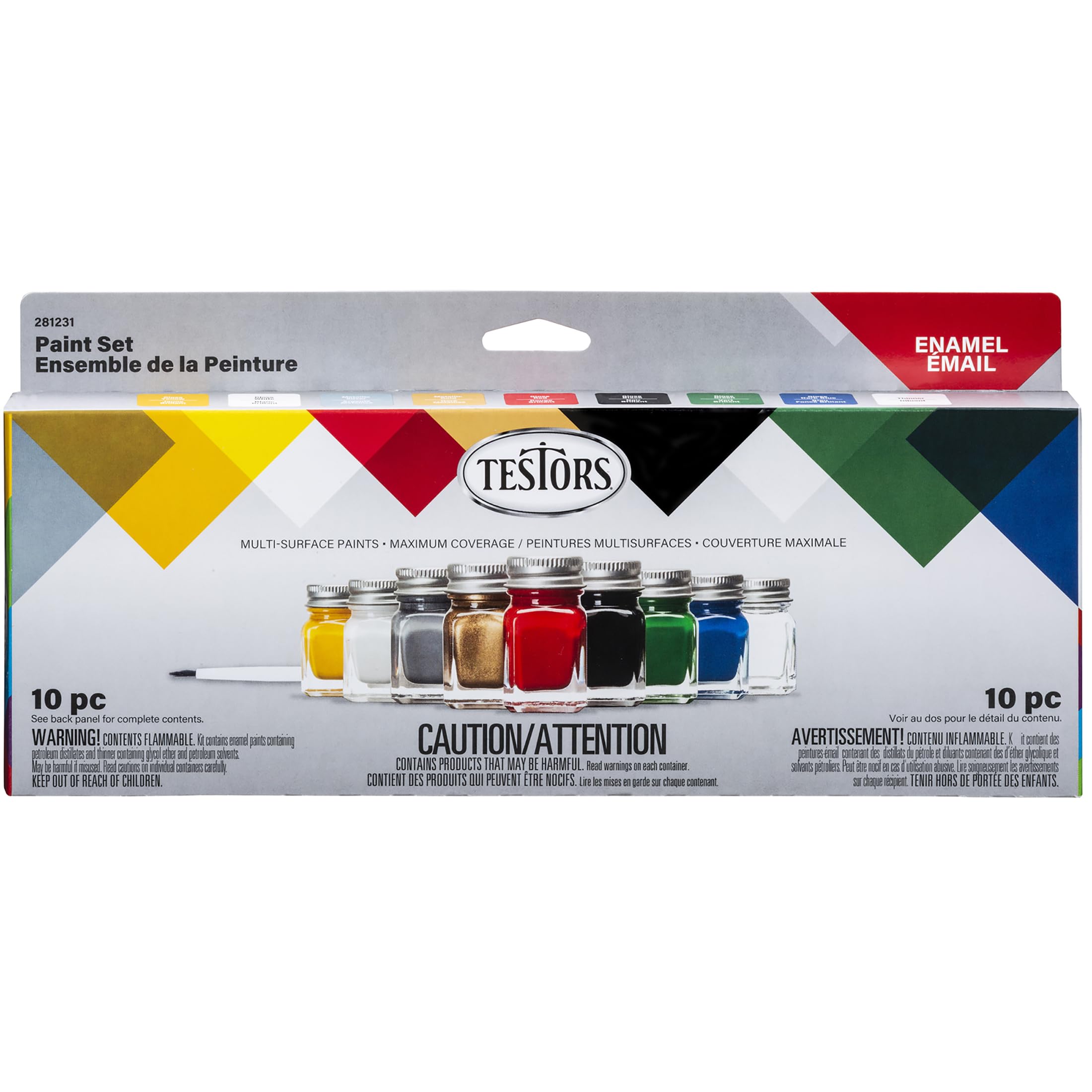 Testors 281231 Enamel Paint Set, 10 Piece Set