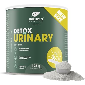 Nature's Finest Detox Urinary Drink 125 g Drinking Powder with Cranberry Chlorella Milk Thistle & Artichoke Lemon Vegan