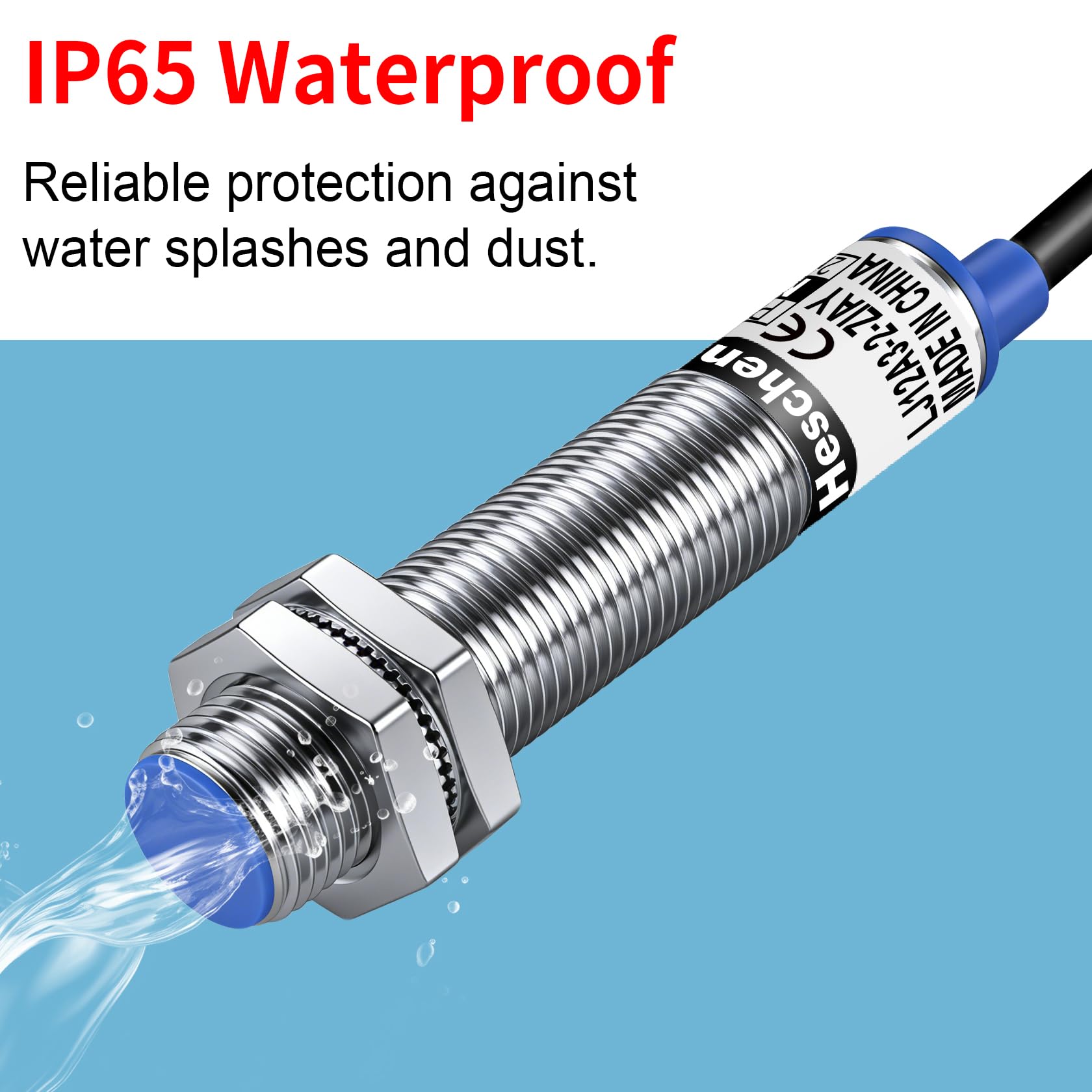 Heschen M12 Détecteur de proximité inductif, Type blindé, LJ12A3-2-Z/AY, Détecteur 2mm, 10-30VDC 200mA, PNP Normalement fermé (NC), 3 fils