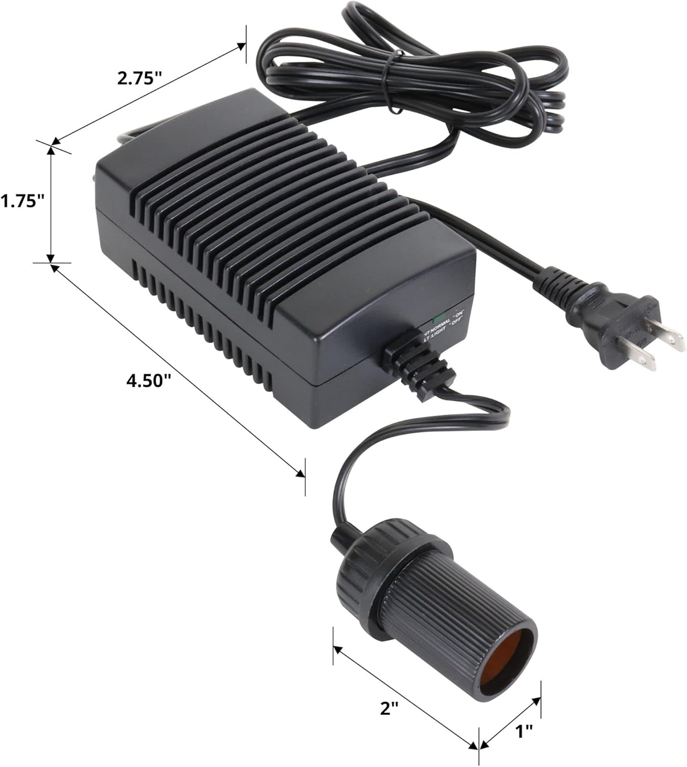 Koolatron 110V AC to 12V DC Power Adapter with Circuit Breaker, AC to DC Power Converter, 12V 5A Power Supply, Black, 6 Ft Cord for Portable Devices, Compressor, Cooler, Car Fridge, and More