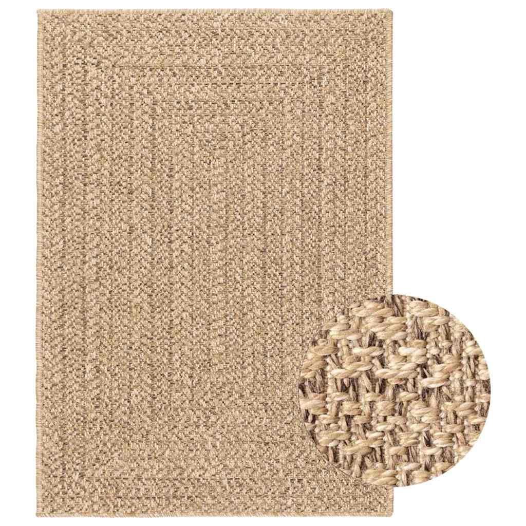 Tappeto in polipropilene resistente, 160 x 230 cm, effetto iuta, utilizzabile per interni ed esterni, rettangolare, per terrazza, balcone e giardino, facile da pulire con un getto d'acqua