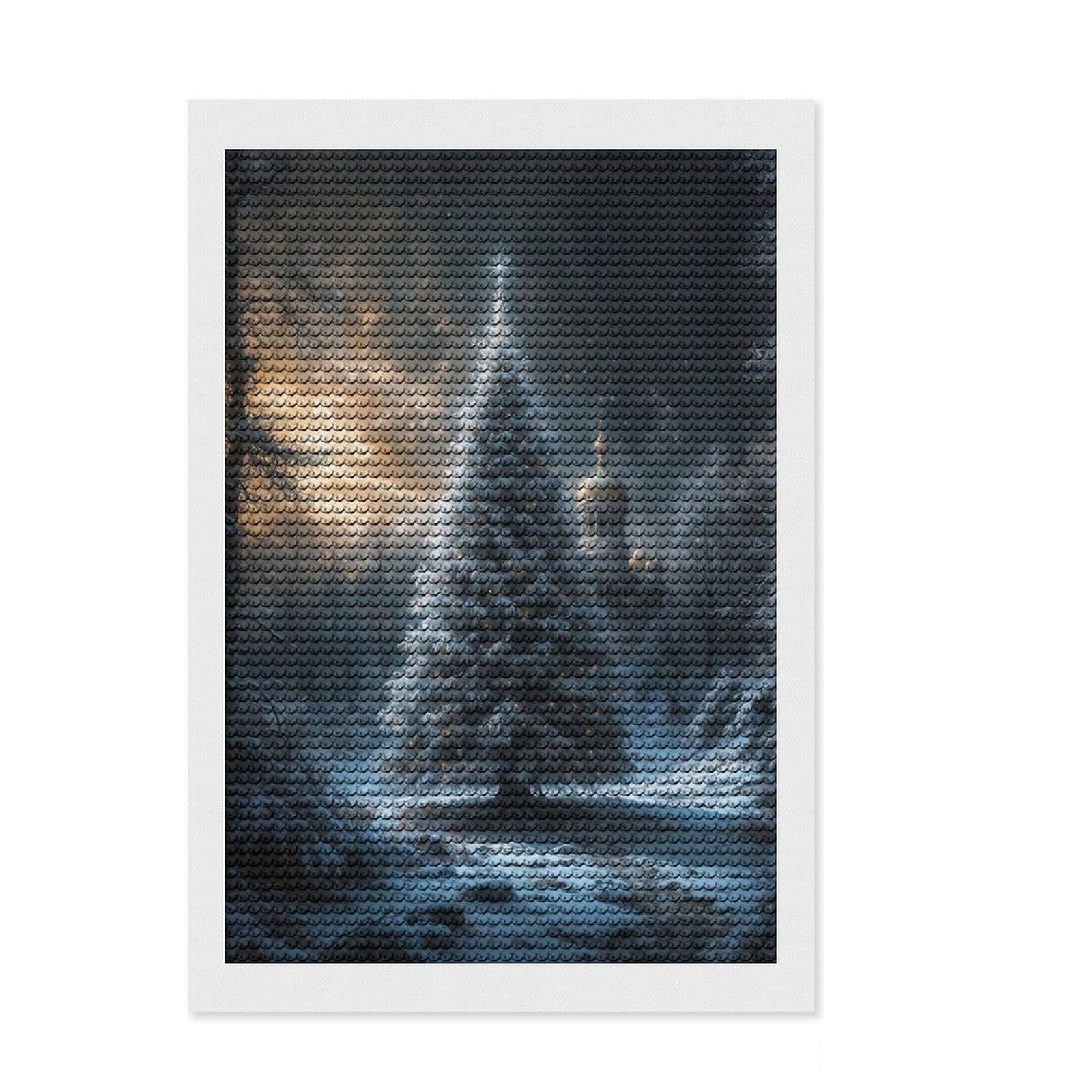 Junmoney Orthodox Christmas Diamond Painting Set 8"x12", for Craft Lovers, Relaxing DIY Hobby, Cosy Home Accent, Festive Craft Gift