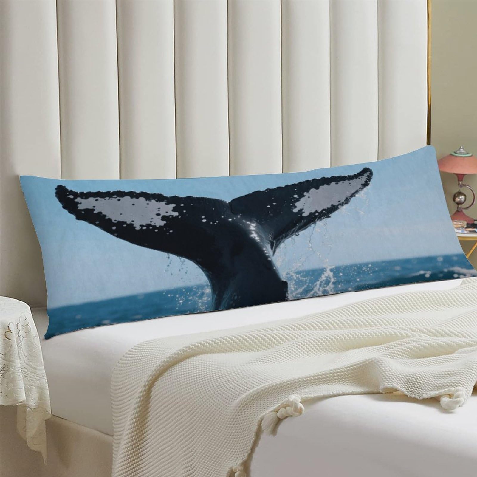 Body Pillow Cover 20x54 Long Pillow Case with Invisible Zipper Breathable Microfiber Whale Tail Pillowcase Soft Cozy Protector for Bedroom Couch Sofa Bed Home Decor All Seasons