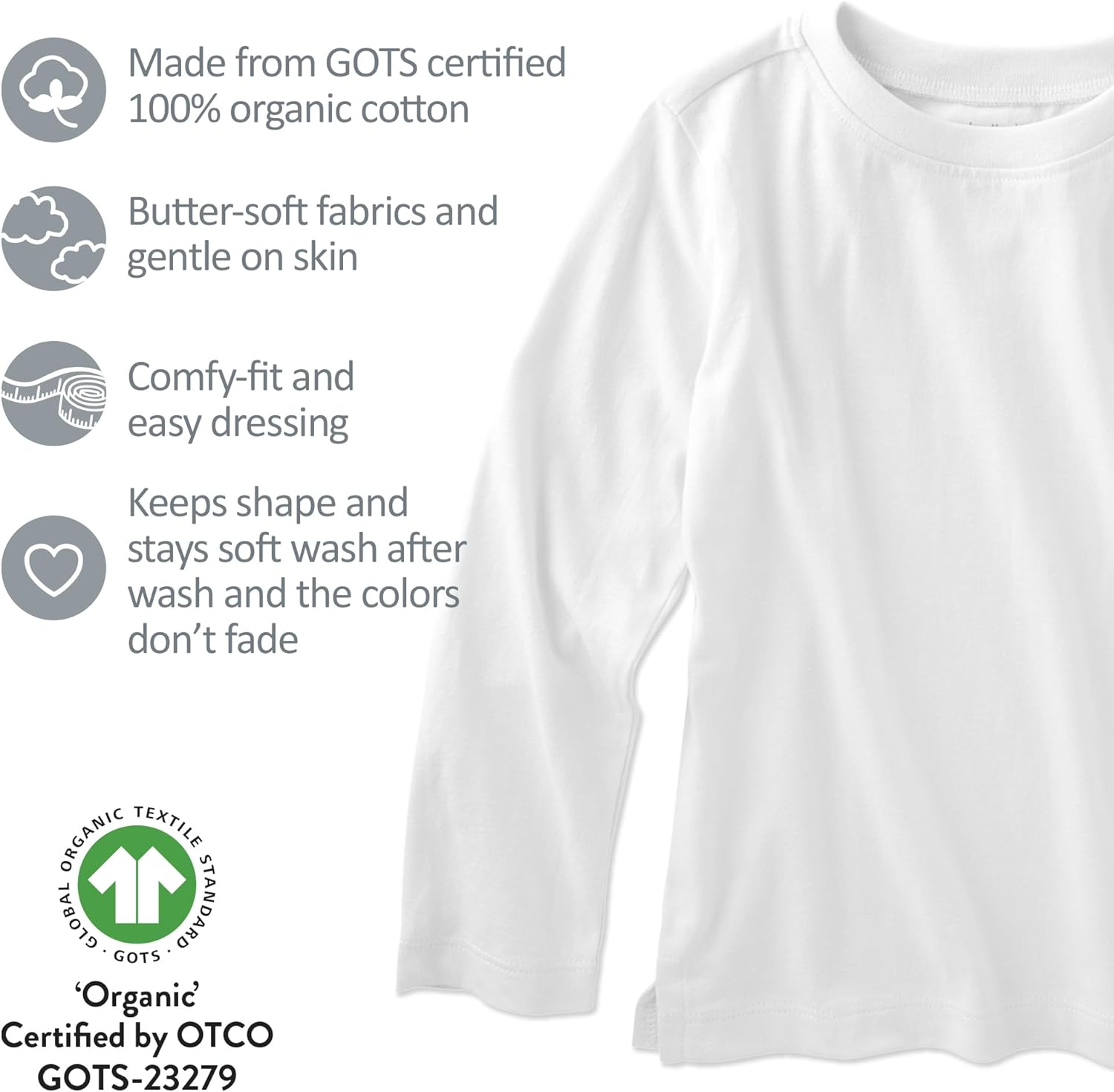 London 5-Pack Long Sleeve T-Shirts 100% Organic Cotton for Baby, Toddler, Girls & Boys - Image 5