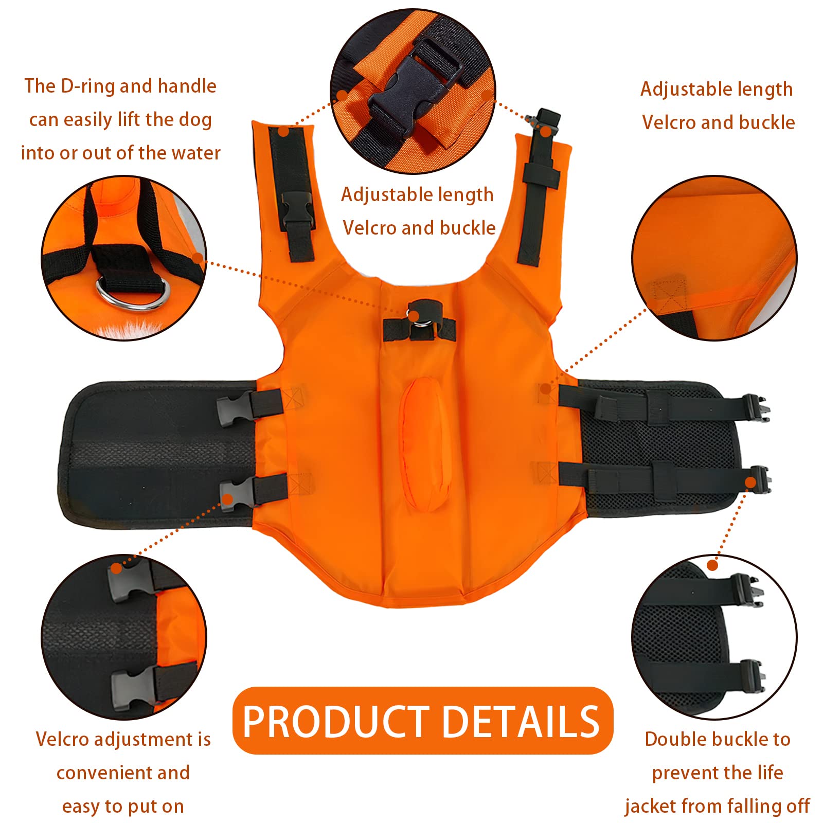 Chaleco Tiburon Perro, Darryy Chaleco Salvavidas para Perro Tiburon, Mascotas Chalecos Perros Pequeño Salvavidas, Traje de Baño para Perros (Naranja, Medium)